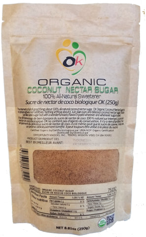 OK Organic Nectar Sugar 250g for 4 POUCHES. PRICE INCLUDES SHIPPING.
