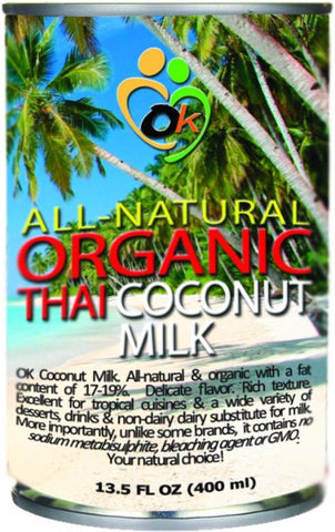 Ok Organic Thai Coconut Milk 400ml for 4 CANS. PRICE INCLUDES SHIPPING.