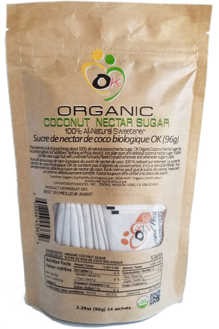 OK Organic Nectar Sugar Sachets 96oz Pouch for 4 POUCHES. PRICE INCLUDES SHIPPING.
