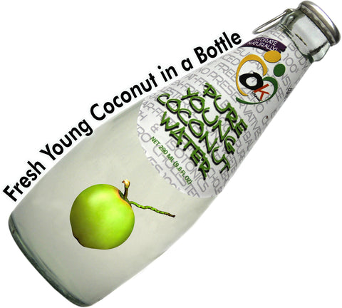 12 Bottles OK 100% Young Coconut Water in a Glass 290ml. Price includes shipping.