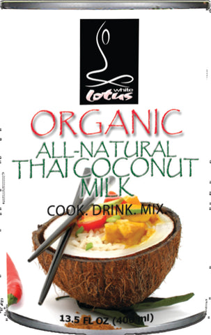 White Lotus Organic Coconut Milk 400ml for 4 CANS. PRICE INCLUDES SHIPPING.